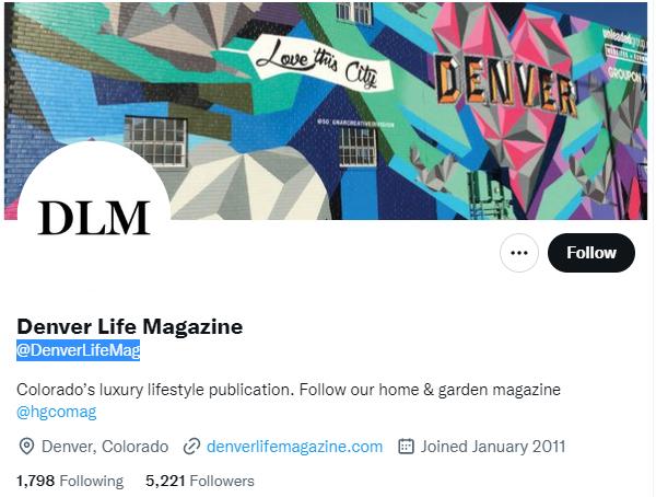 denver life magazine twitter profile screenshot