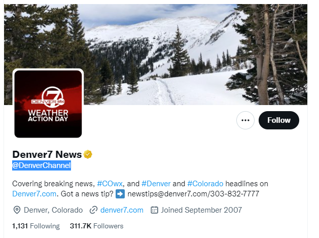 denver7 news twitter profile screenshot