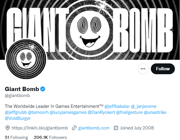 giant bomb twitter profile screenshot