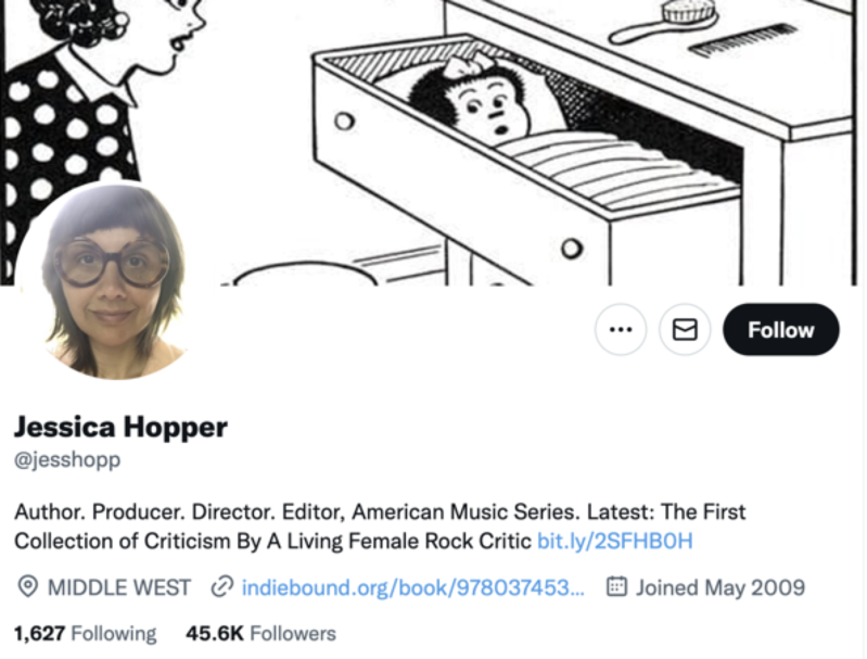 jessica hopper twitter profile screenshot
