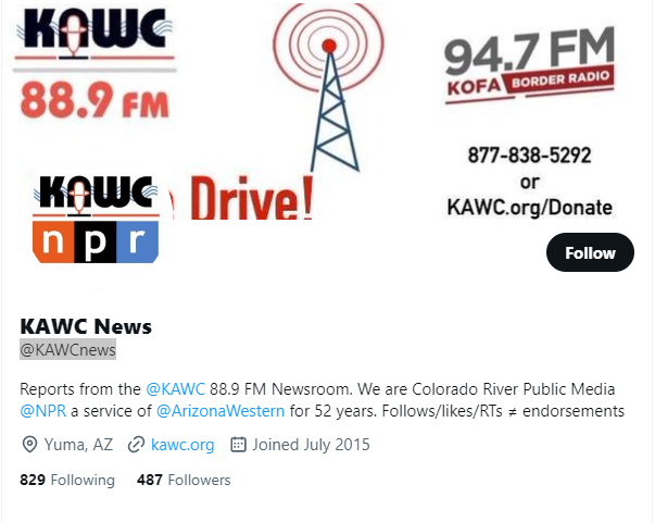 kawc twitter profile screenshot