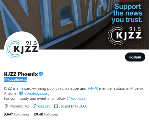 kjzz phoenix twitter profile screenshot