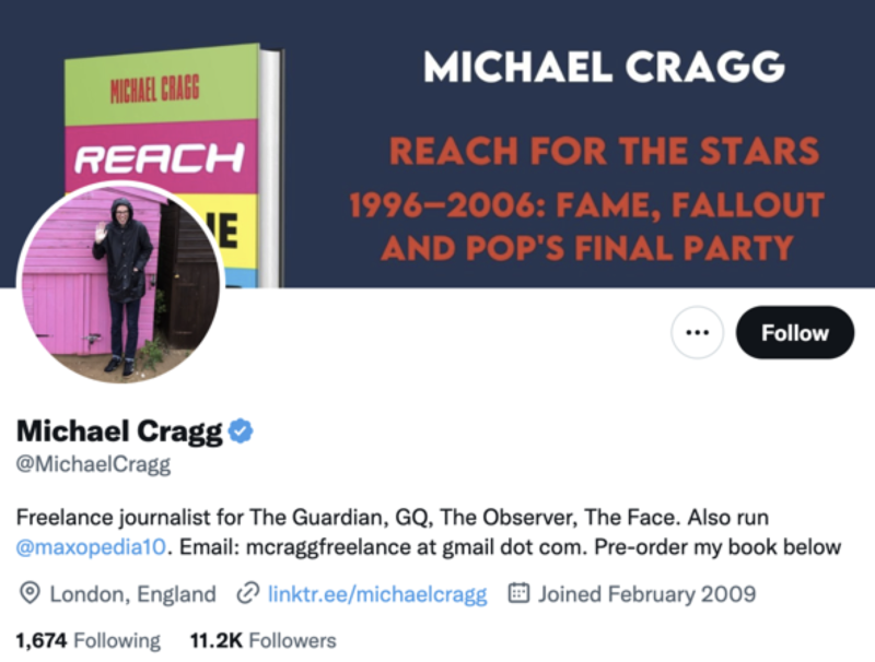 michael cragg twitter profile screenshot