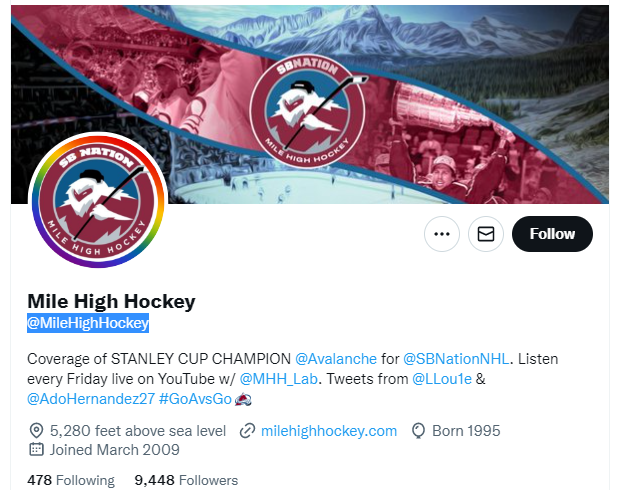 mile high hockey twitter profile screenshot