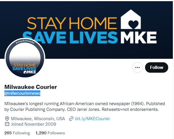 milwaukee courier twitter profile screenshot