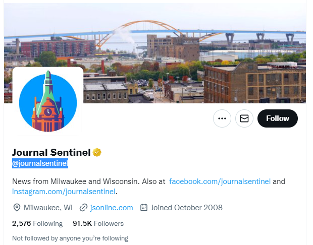 milwaukee journal sentinel twitter profile screenshot