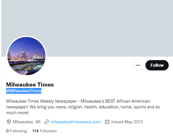 milwaukee times twitter profile screenshot