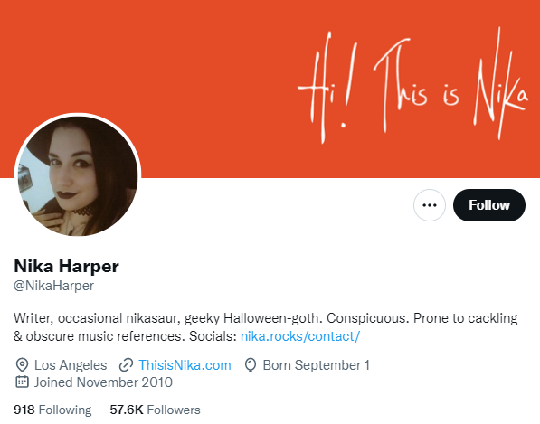 nika harper twitter profile screenshot