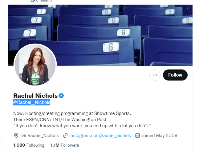 rachel nichols twitter profile screenshot