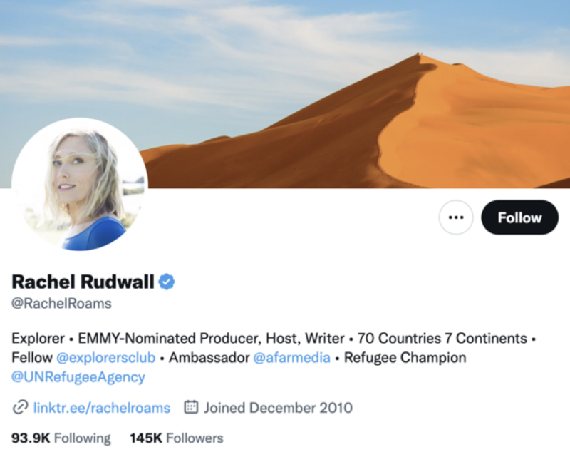 the globe trotter rachel rudwall travel influencer and blogger twitter profile
