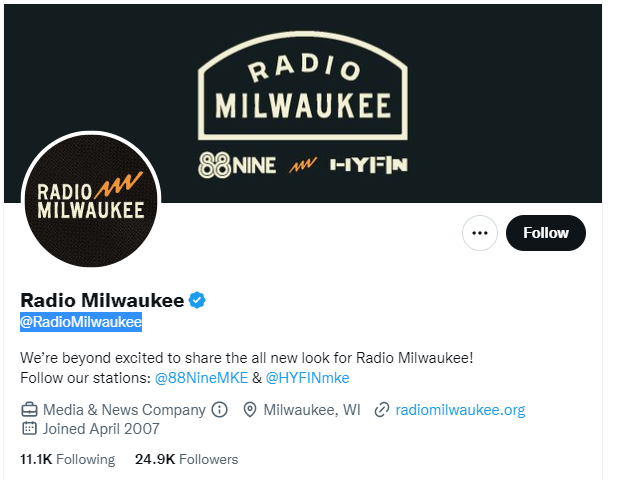 radio milwaukee twitter profile screenshot