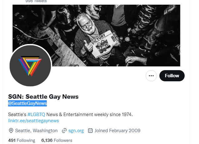 seattle gay news twitter profile screenshot