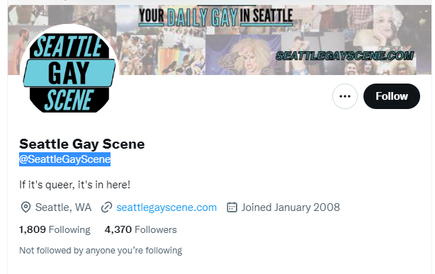 seattle gay scene twitter profile screenshot