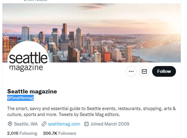 seattle magazine twitter profile screenshot