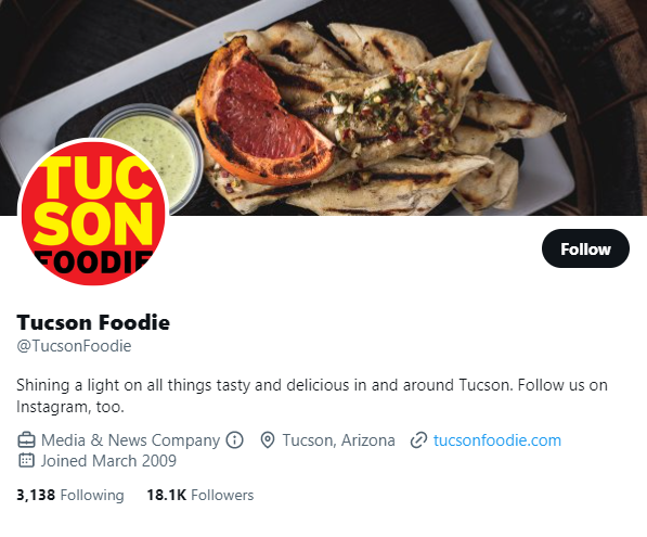 tucson foodie twitter profile screenshot