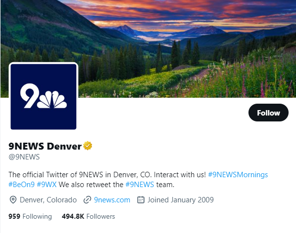 9NEWS Denver twitter profile screenshot