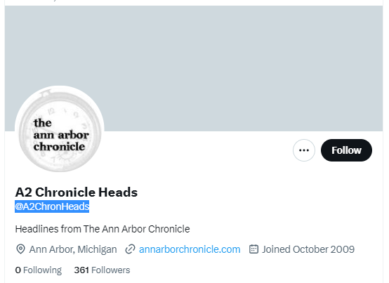 A2 Chronicle Heads twitter profile screenshot