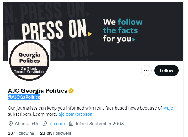 AJC Georgia Politics Twitter Profile Screenshot