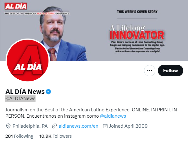 AL DÍA News twitter profile screenshot