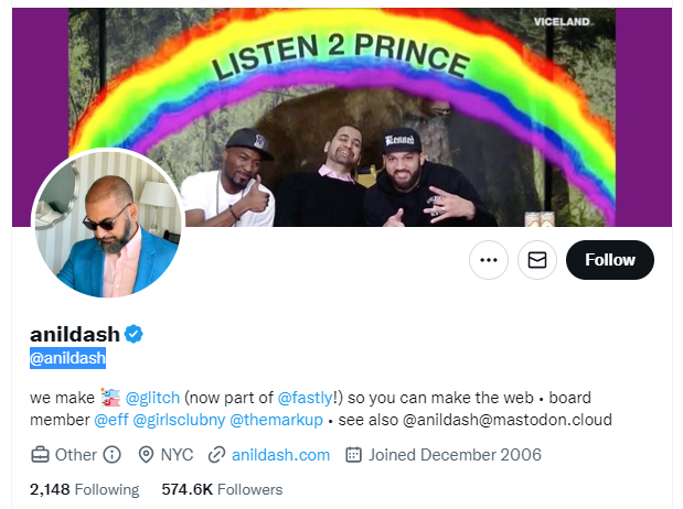 Anil Dash Twitter Profile Screenshot