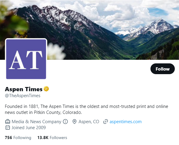 Aspen Times twitter profile screenshot