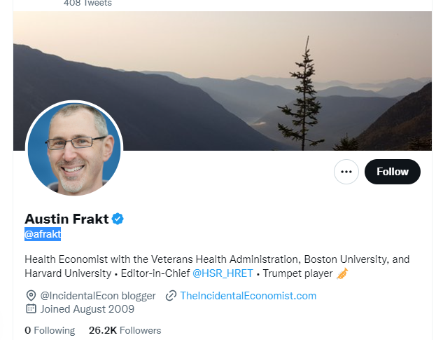 Austin Frakt twitter profile screenshot