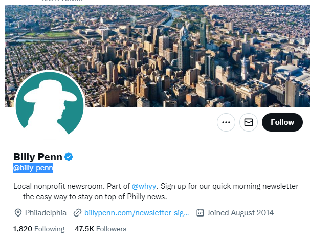 Billy Penn twitter profile screenshot