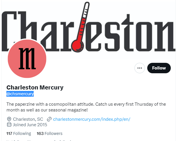 Charleston Mercury twitter profile screenshot
