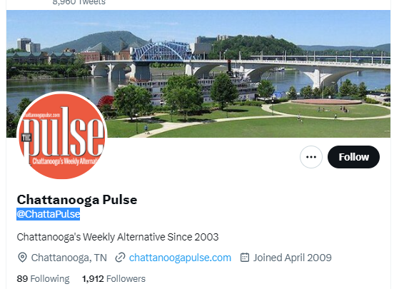 Chattanooga Pulse twitter profile screenshot