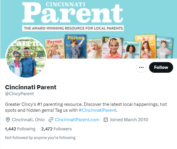 Cincinnati Parent twitter profile screenshot