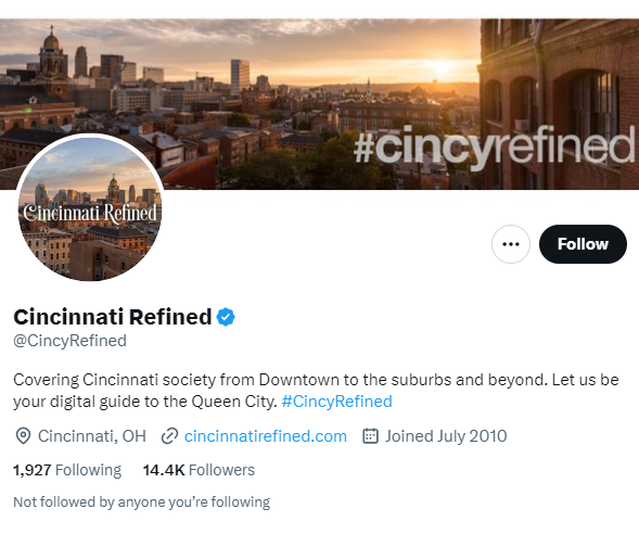 Cincinnati Refined twitter profile screenshot