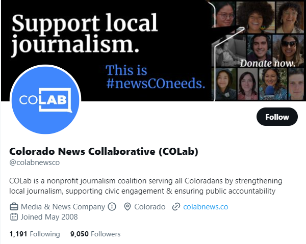 Colorado News Collaborative twitter profile screenshot