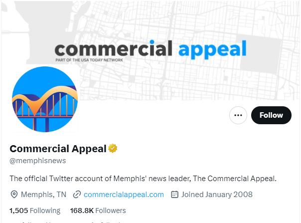 Commercial Appeal twitter profile screenshot