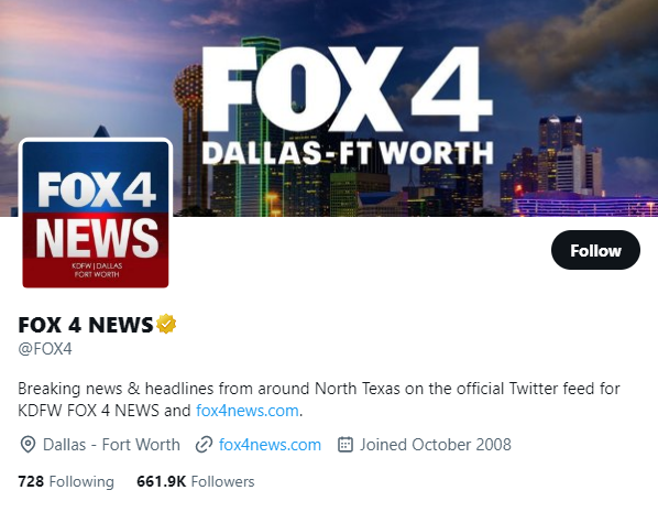 FOX 4 NEWS twitter profile screenshot