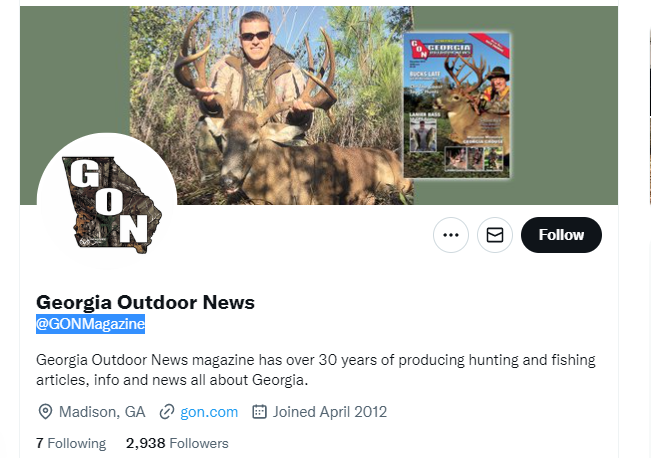 Georgia Outdoor News Twitter Profile Screenshot