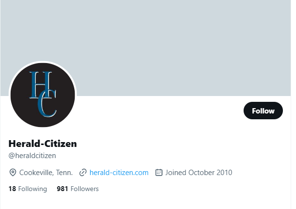 Herald-Citizen twitter profile screenshot