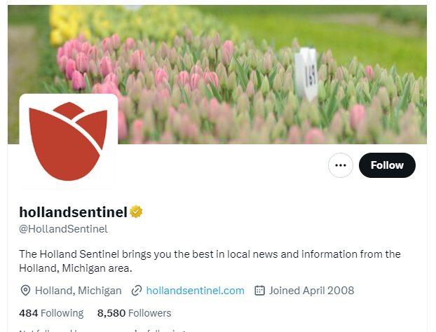 HollandSentinel twitter profile screenshot