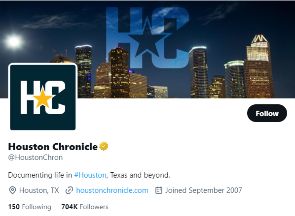 Houston Chronicle twotter profile screenshot