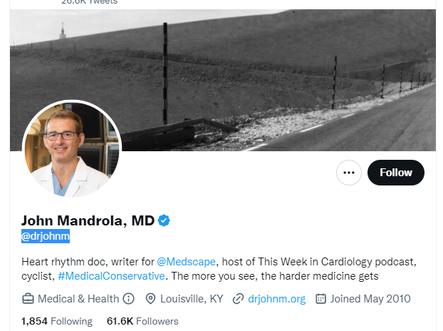 John Mandrola twitter profile screenshot
