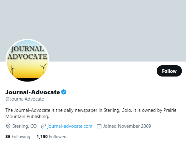 Journal-Advocate twitter profile screenshot
