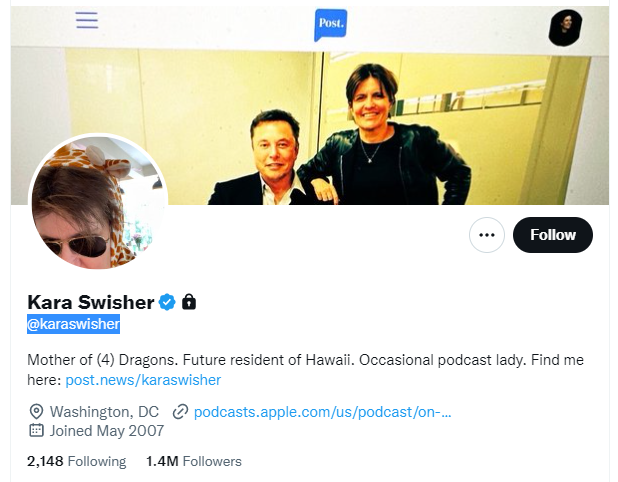 Kara Swisher Twitter Profile Screenshot