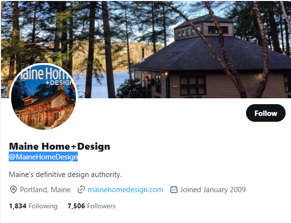 Maine Home+Design Twitter Profile Screenshot