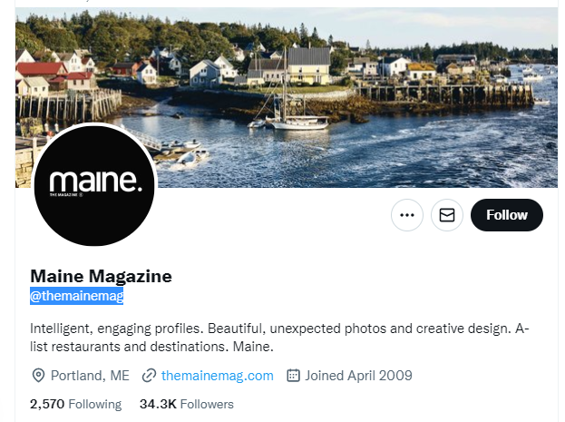 Maine Magazine Twitter Profile Screenshot
