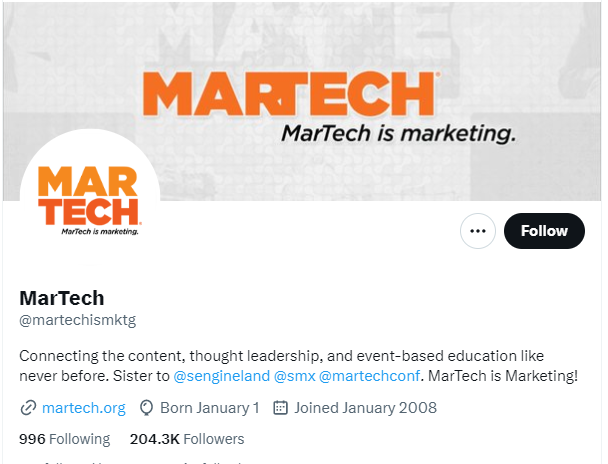 MarTech Twitter profile screenshot