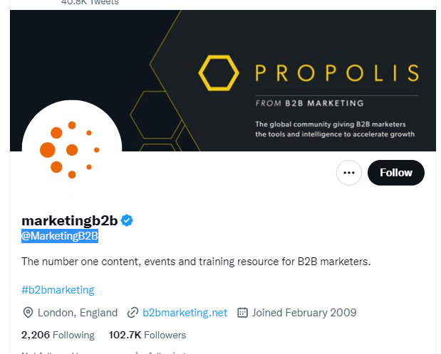 MarketingB2B twitter profile screenshot