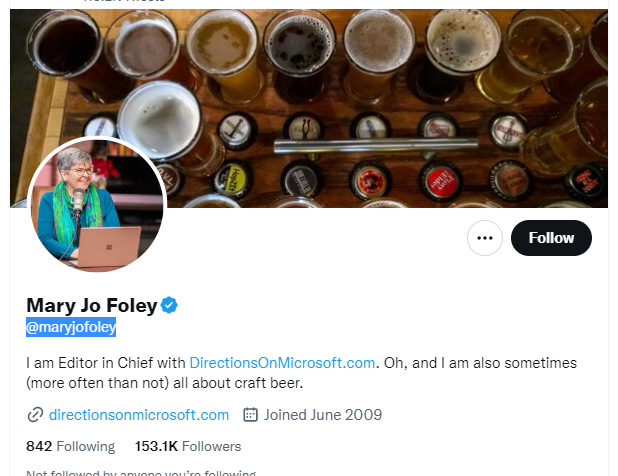 Mary Jo Foley Twitter Profile Screenshot