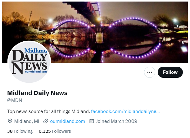 Midland Daily News twitter profile screenshot