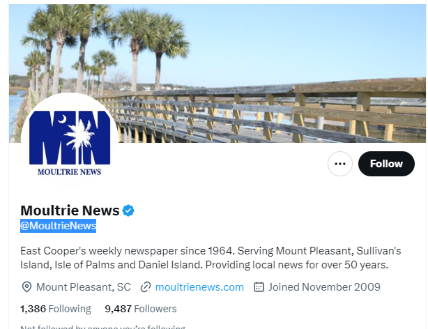 Moultrie News twitter profile screenshot