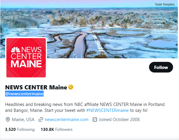 NEWS CENTER Maine Twitter Profile Screenshot