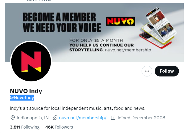 NUVO Indy twitter profile screenshot
